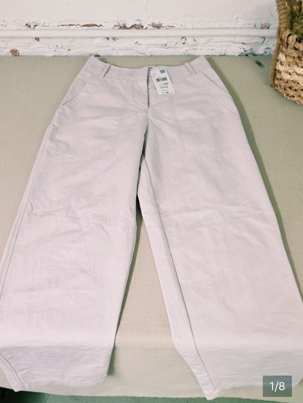 NWT Mango High-Waisted Balloon Barrel Pants Denim Soft Pink Size 2